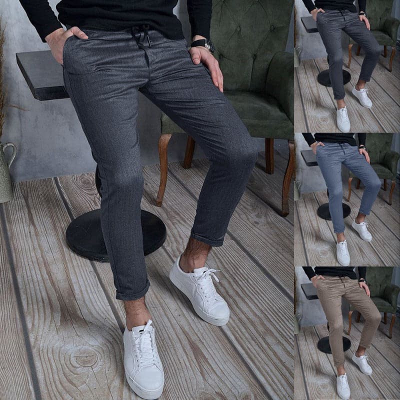 Men's Trousers - Jogger Style - Slim Fit - Elastic Waist with Drawstring - Comfortable