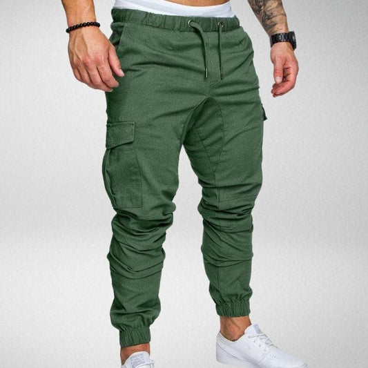 Men's Trousers - Cargo Joggers - Elastic Waist with Drawstring - Large Side Pockets - Relaxed Fit