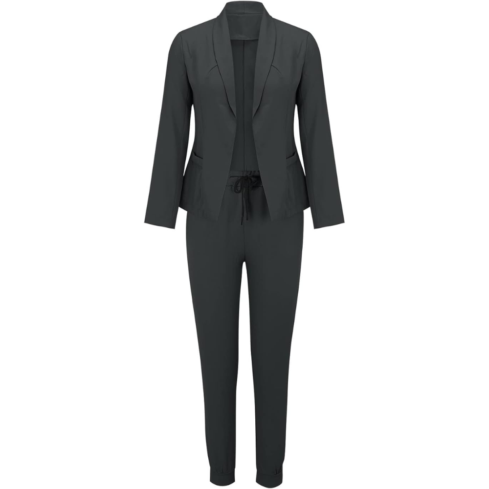 Women's Blazer Set - Tailored Fit - Notch Lapel - Ankle-Length Slim Fit Trousers