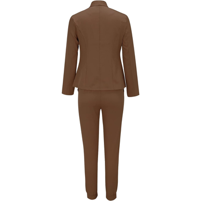 Women's Blazer Set - Tailored Fit - Notch Lapel - Ankle-Length Slim Fit Trousers