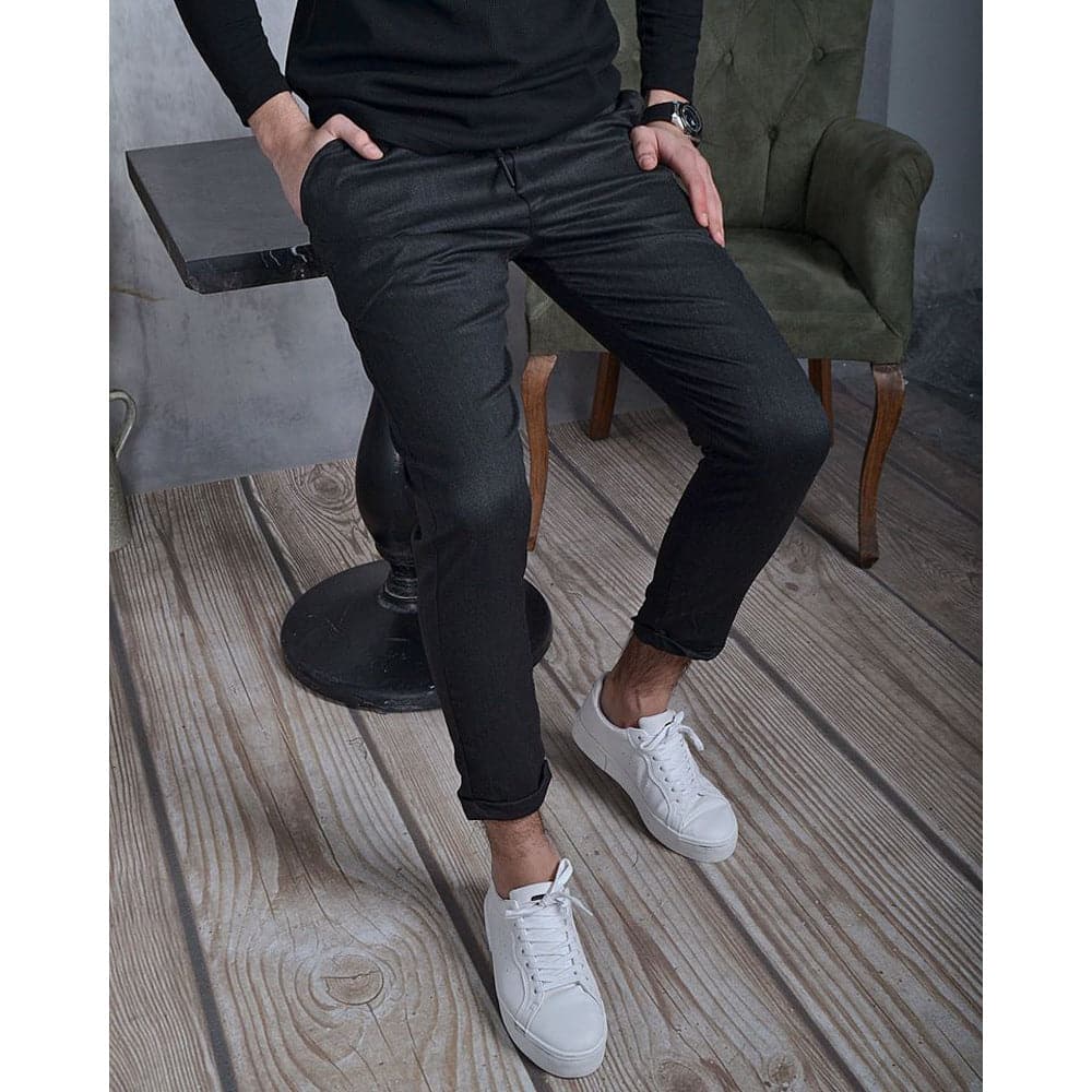 Men's Trousers - Jogger Style - Slim Fit - Elastic Waist with Drawstring - Comfortable