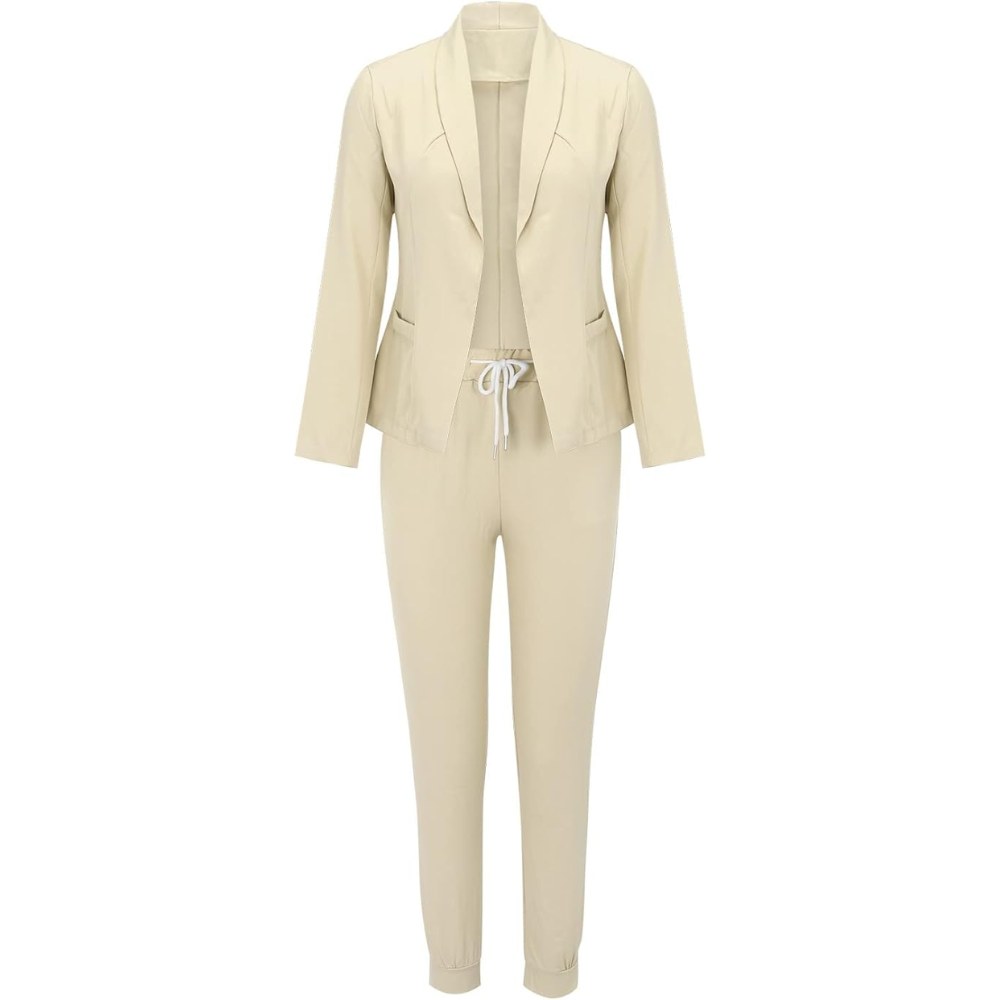 Women's Blazer Set - Tailored Fit - Notch Lapel - Ankle-Length Slim Fit Trousers