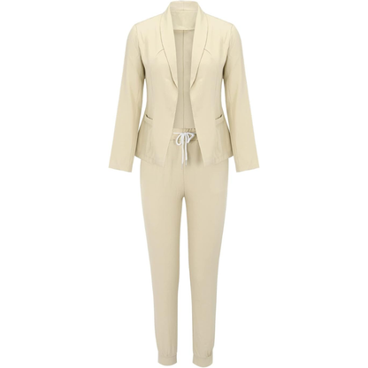 Women's Blazer Set - Tailored Fit - Notch Lapel - Ankle-Length Slim Fit Trousers