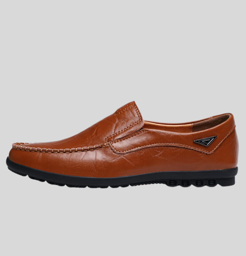 Men's Loafers - Genuine Leather - Slip-on Comfort - Classic Moccasin Stitching - Rubber Sole