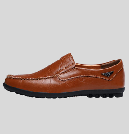 Men's Loafers - Genuine Leather - Slip-on Comfort - Classic Moccasin Stitching - Rubber Sole
