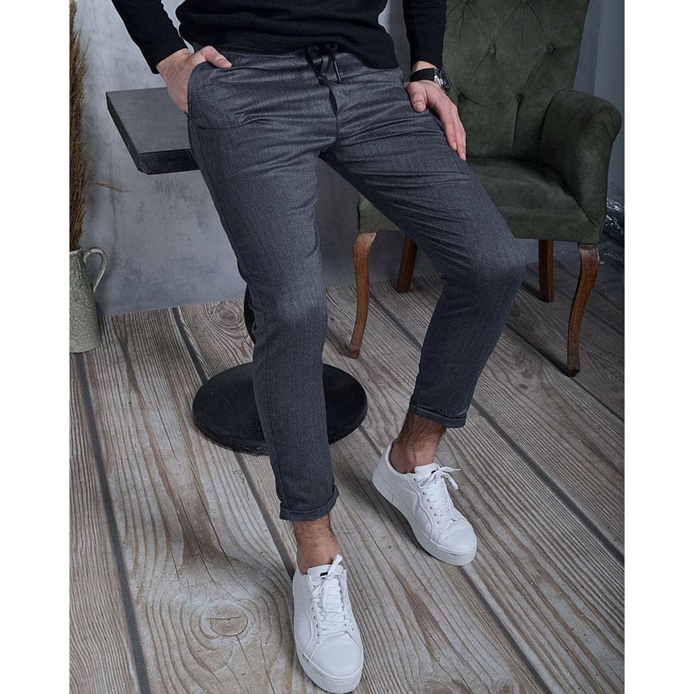 Men's Trousers - Jogger Style - Slim Fit - Elastic Waist with Drawstring - Comfortable