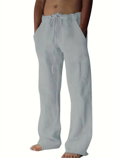 Men's Trousers - Loose Fit - Drawstring Waist - Light and Breathable Linen Blend