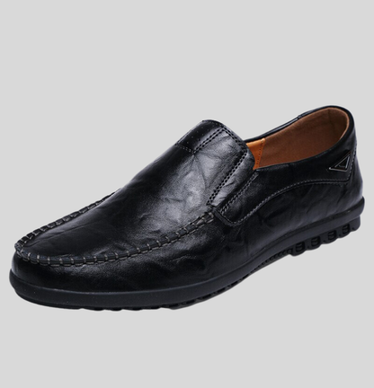 Men's Loafers - Genuine Leather - Slip-on Comfort - Classic Moccasin Stitching - Rubber Sole