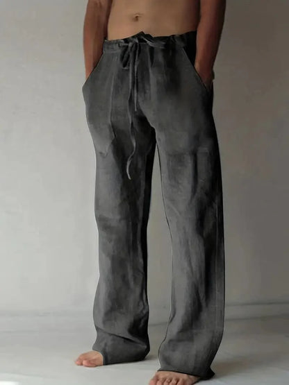 Men's Trousers - Loose Fit - Drawstring Waist - Light and Breathable Linen Blend