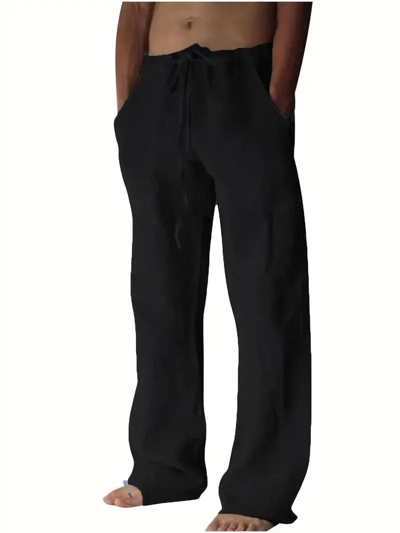 Men's Trousers - Loose Fit - Drawstring Waist - Light and Breathable Linen Blend