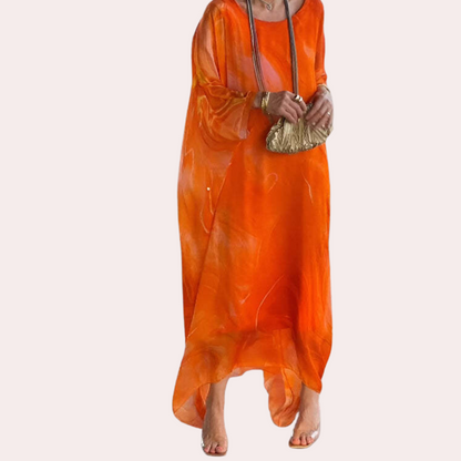 Women's Caftan Dress - Long Loose Fit - Light and Airy - Elegant Marble Pattern