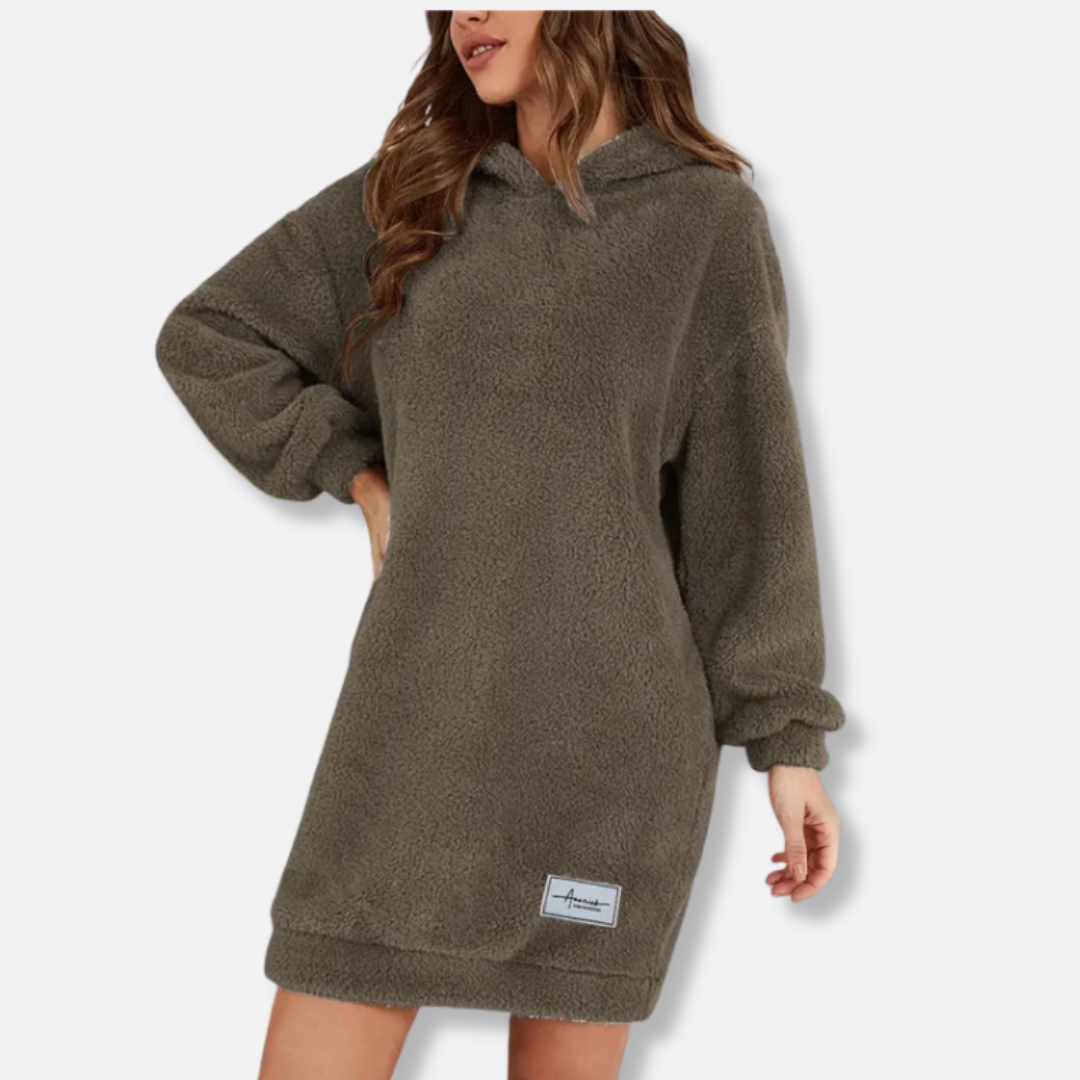 Women's Hoodie Dress – Oversized Fit – Soft Fleece – Long-Sleeved Casual Comfort