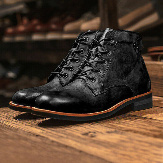 Men's Boots - PU Leather - Lace-up Closure - Comfortable Rubber Sole - Classic Design