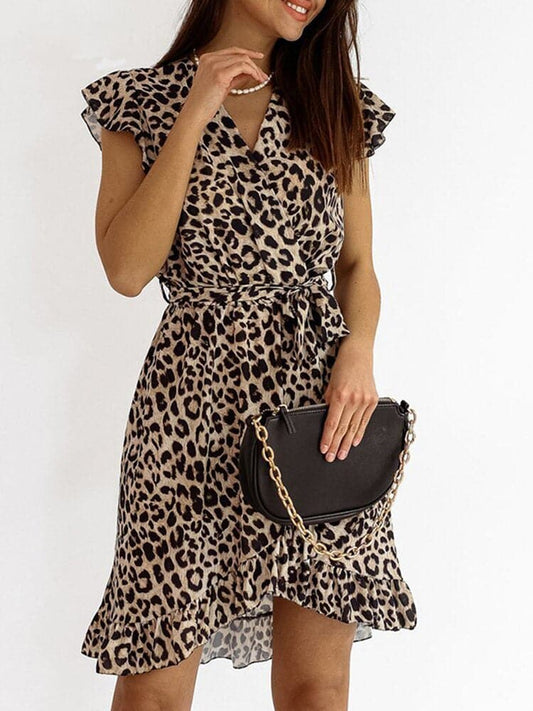 Alberte - Beautiful mini dress with leopard print