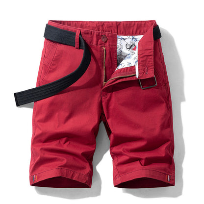 Men's Shorts - Knee-Length - With Belt & Side Pockets - Breathable Cotton - Casual Fit