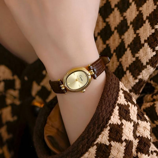 Amelia Oval Watch | Textured Strap Adjustable Band Watch