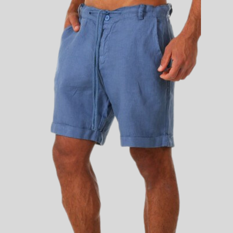 Men's Shorts - Breathable Linen Blend - Relaxed Fit - Adjustable Drawstring & Belt Loops