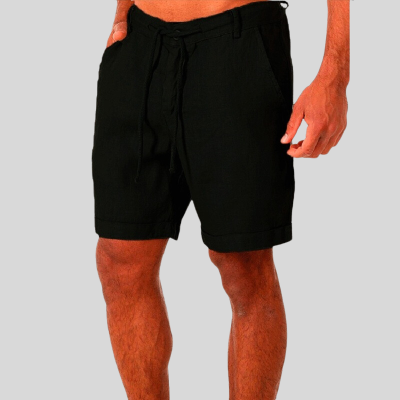 Men's Shorts - Breathable Linen Blend - Relaxed Fit - Adjustable Drawstring & Belt Loops