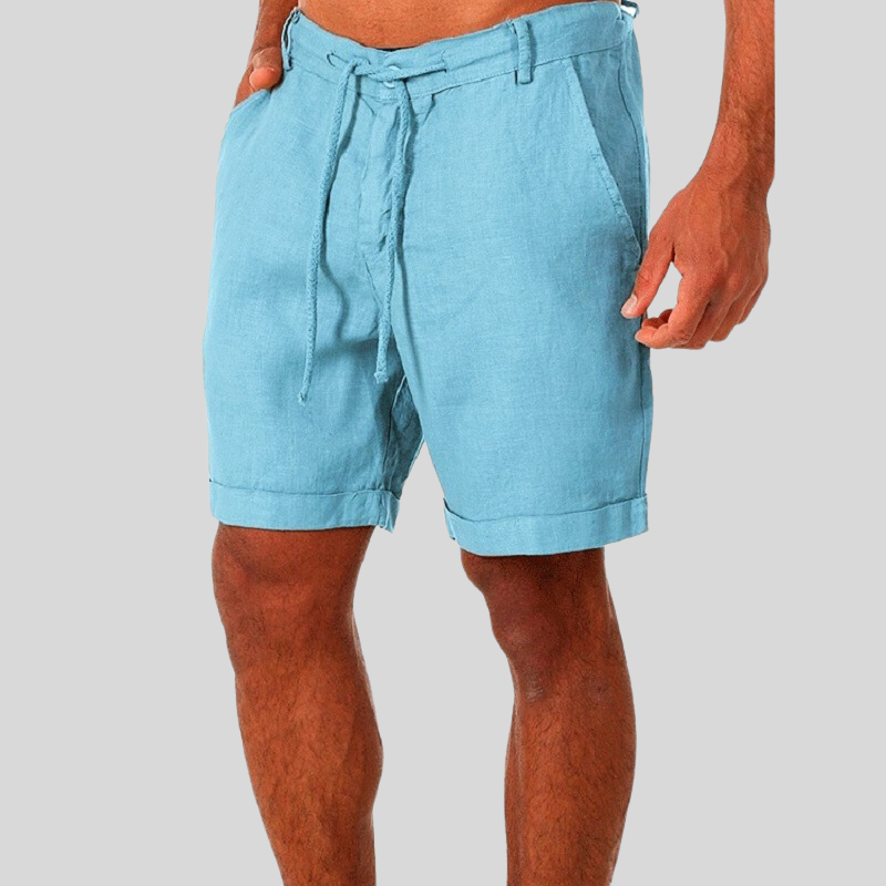 Men's Shorts - Breathable Linen Blend - Relaxed Fit - Adjustable Drawstring & Belt Loops