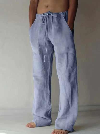 Men's Trousers - Loose Fit - Drawstring Waist - Light and Breathable Linen Blend