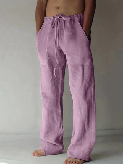 Men's Trousers - Loose Fit - Drawstring Waist - Light and Breathable Linen Blend
