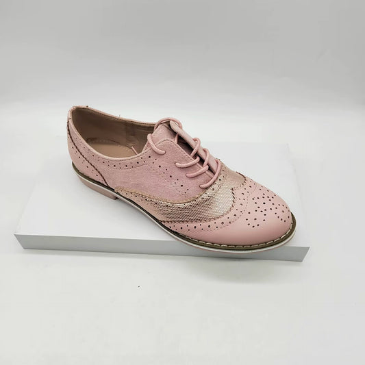 Amelia Leather Brogue Shoes | Lace-Up Perforated Brogue Shoes